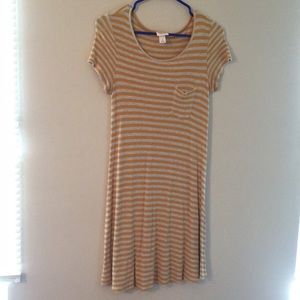 Yellow and light grey striped sundress